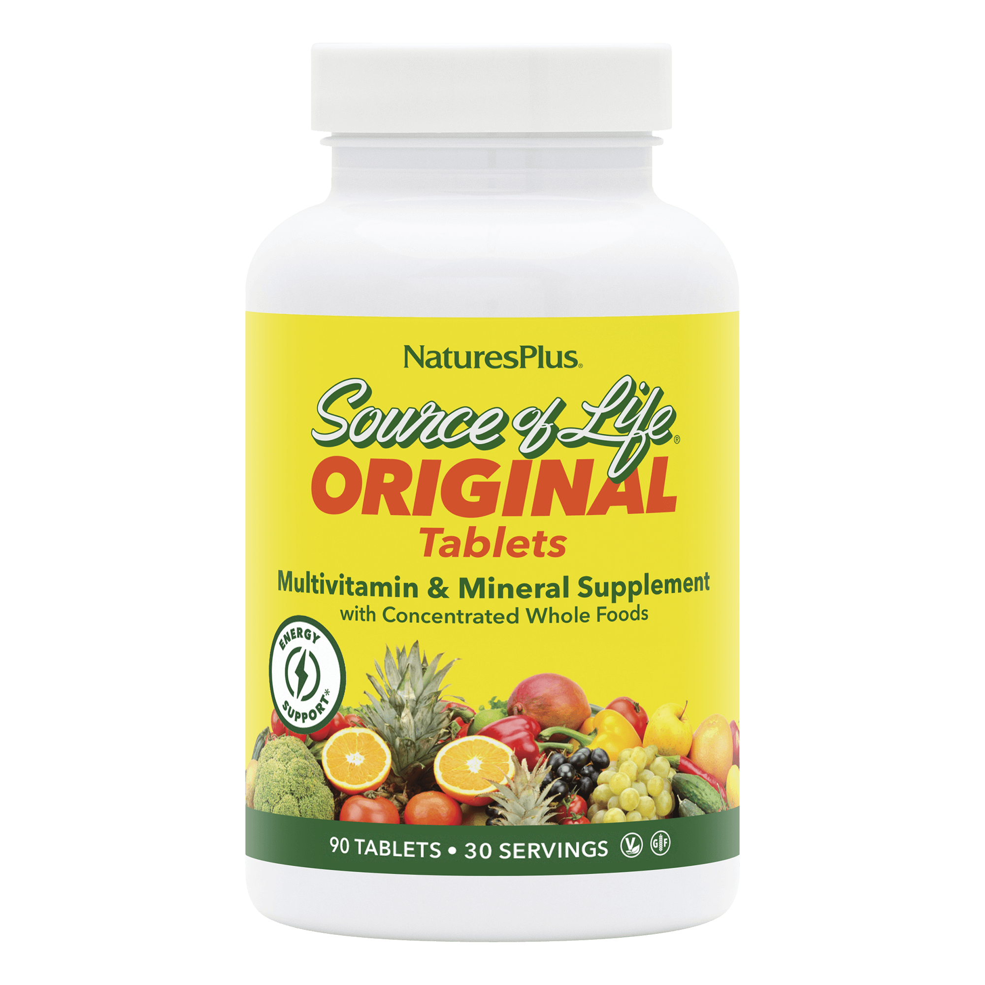 Мультивітаміни та мінерали, Natures Plus Source of Life Multi-Vitamin & Mineral Supplement, 90 таблеток