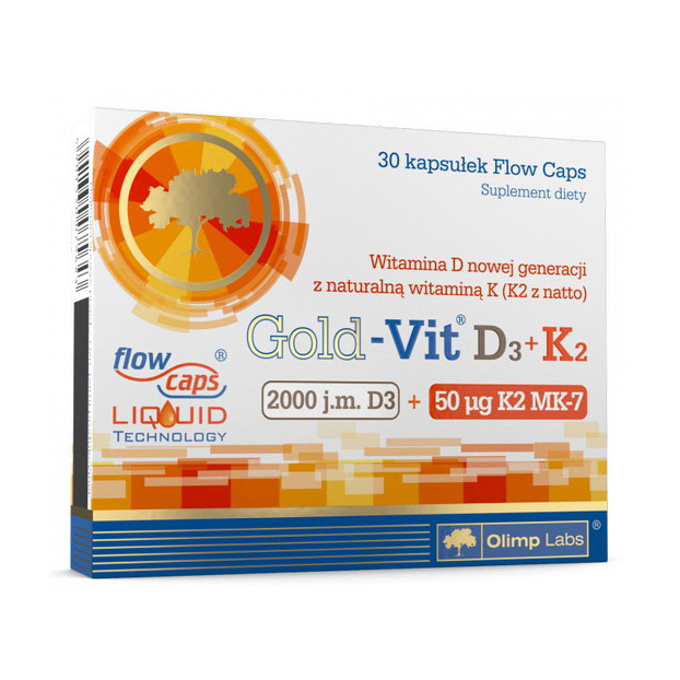 Вітамін D3 та K2, Olimp Nutrition Gold-Vit D3 + K2, 2000 МО, 30 капсул