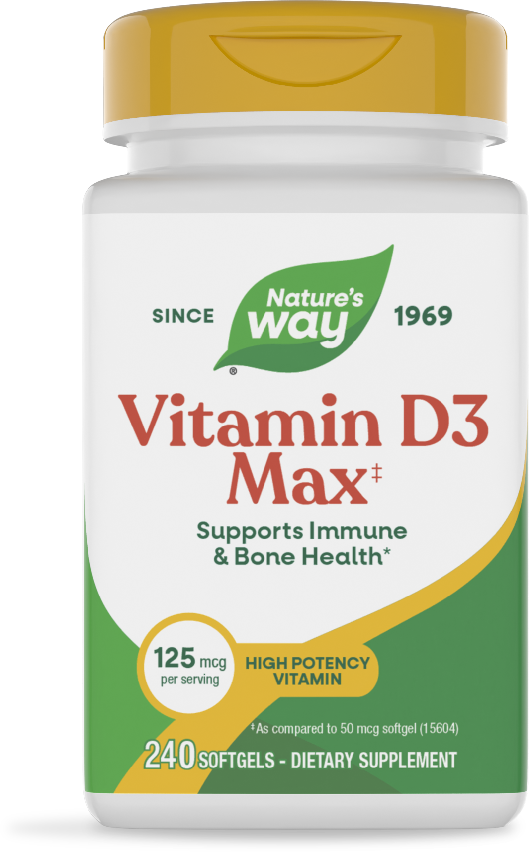 Вітамін D3, Nature's Way Vitamin D3 Max, 5000 МО, 240 м'яких капсул