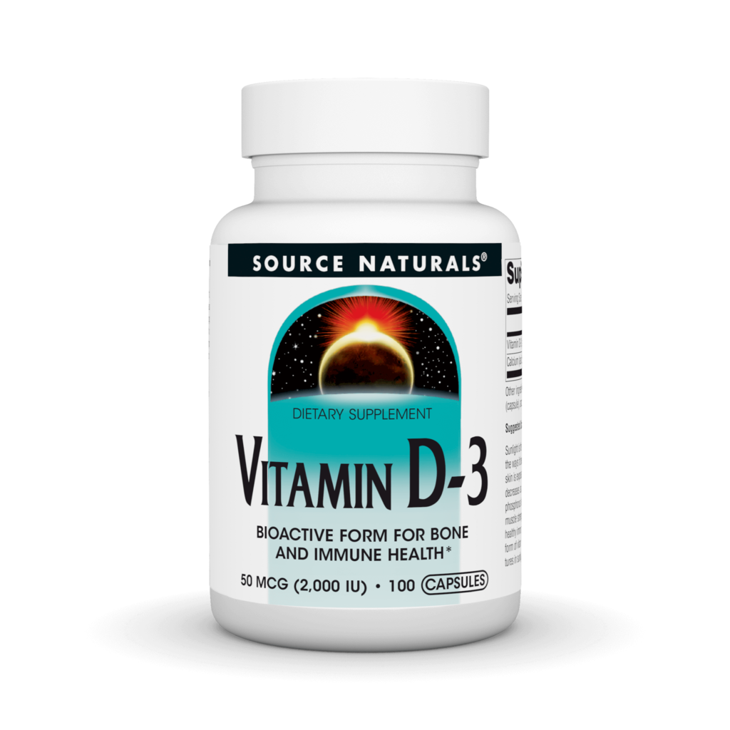Вітамін D3 для імунітету та кісток, Source Naturals Vitamin D-3, 2000 МО, 100 капсул
