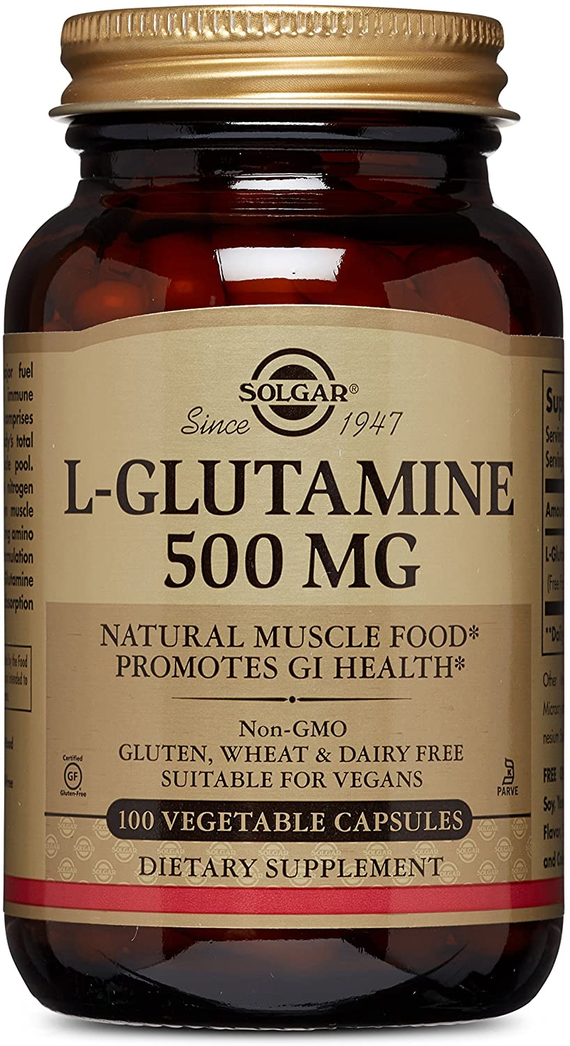 L-глутамін, Solgar L-Glutamine, 500 мг, 100 вегетаріанських капсул