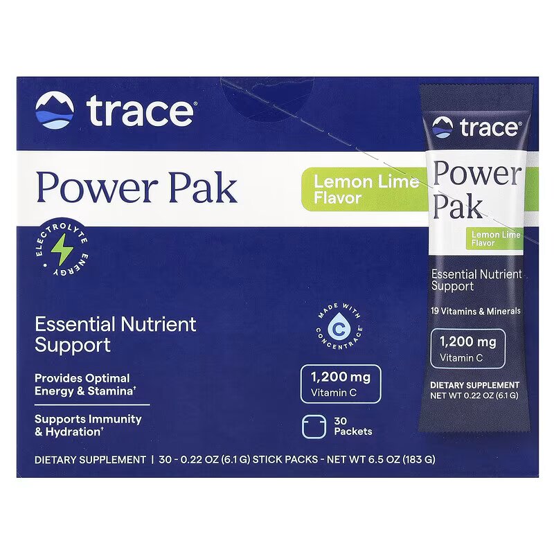 Електроліти, Trace Minerals Research Electrolyte Stamina PowerPak, 30 саше (Лимон-лайм)