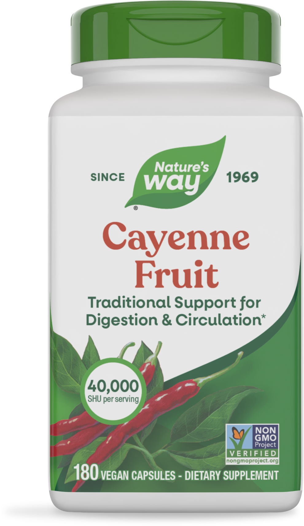Каєнський перець, Nature's Way Cayenne Fruit, 450 мг, 180 вегетаріанських капсул