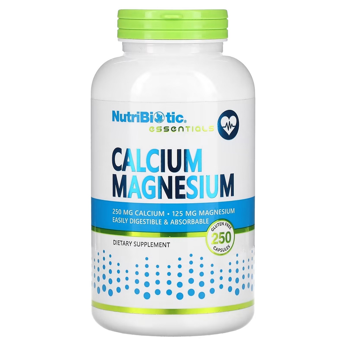 Кальцій та магній, NutriBiotic Calcium Magnesium, 250 капсул