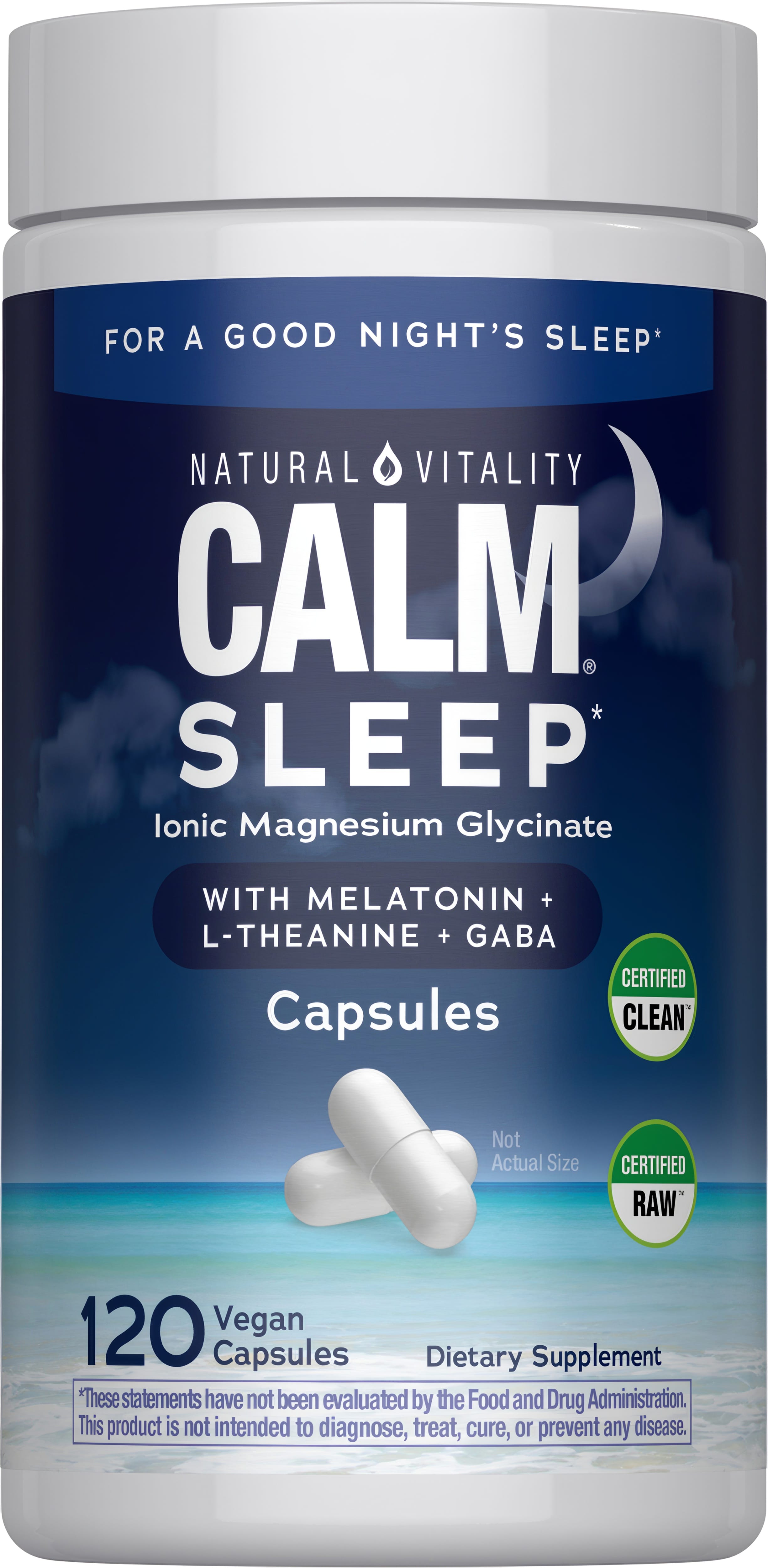 Спокійний сон з мелатоніном, Natural Vitality CALM Sleep with Melatonin, 120 капсул