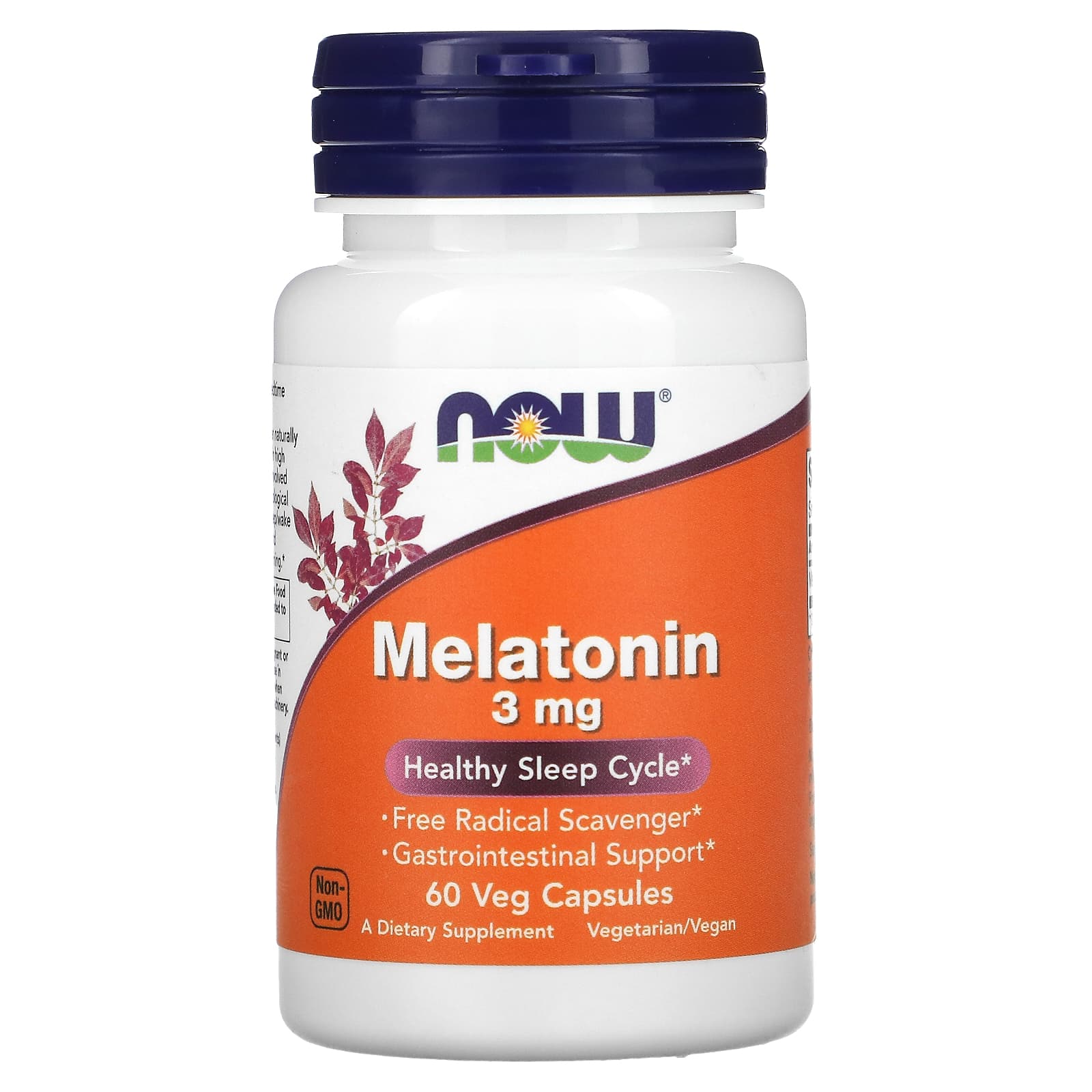 Мелатонин, Now Foods Melatonin, 3 мг, 60 вегетарианских капсул