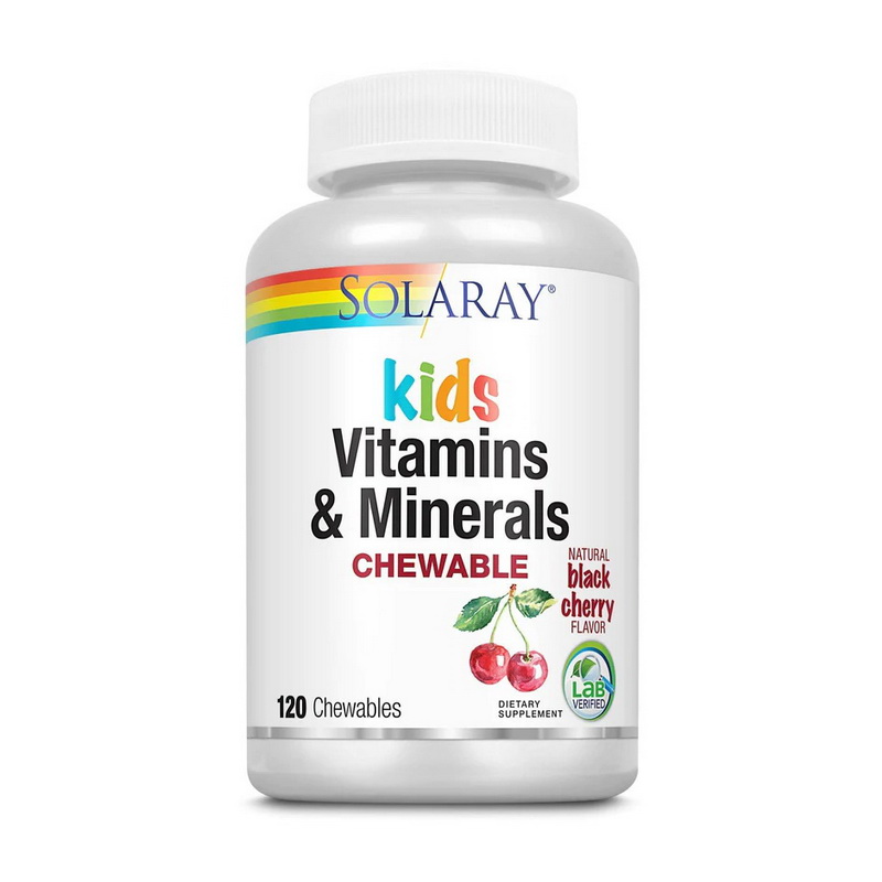 Мультивітаміни та мінерали для дітей, Solaray Kid`s Vitamin & Minerals, 120 жувальних таблеток (Чорна вишня)