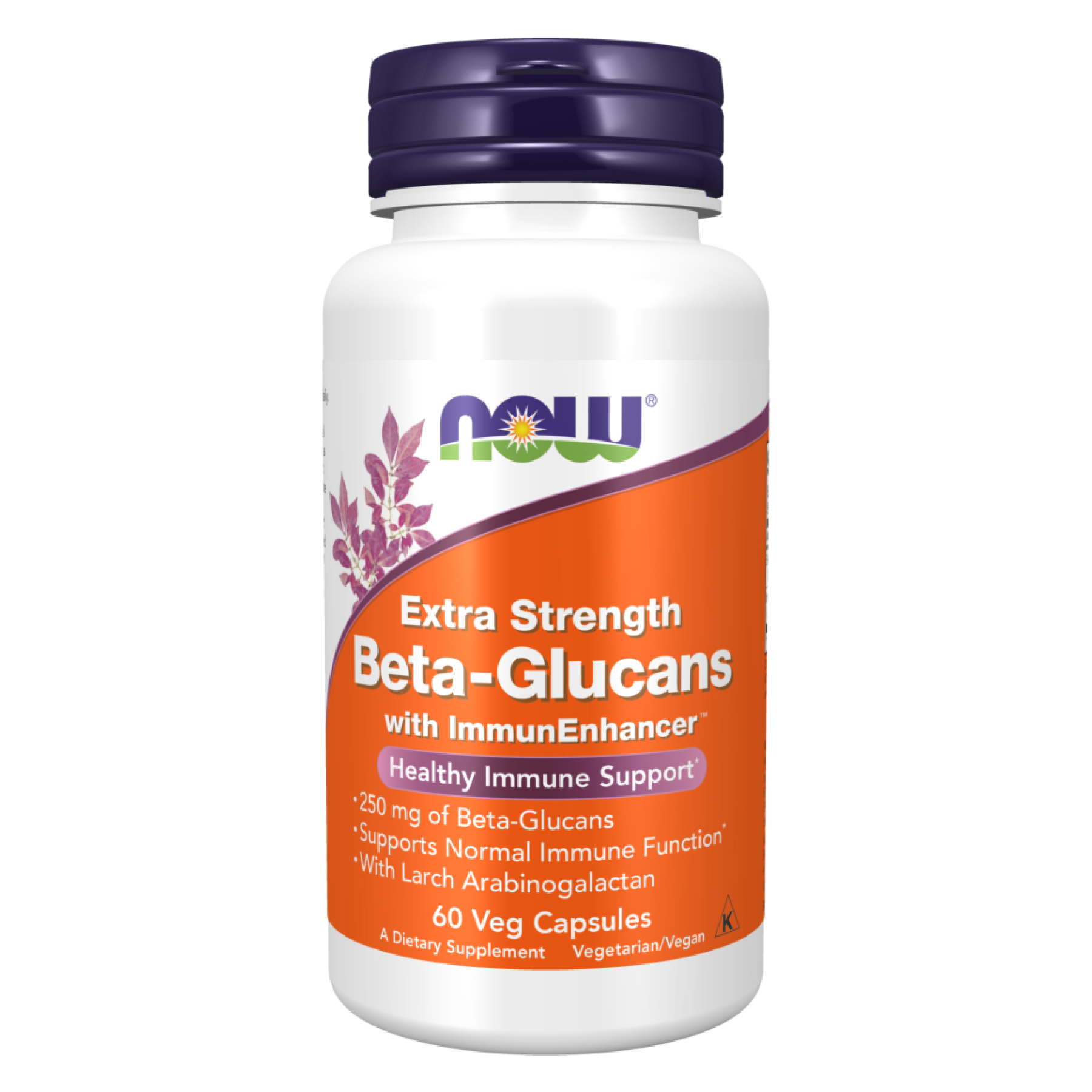 Бета-глюкани для імунітету, Now Foods Beta-Glucans with ImmunEnhancer Extra Strength, 250 мг, 60 вегетаріанських капсул