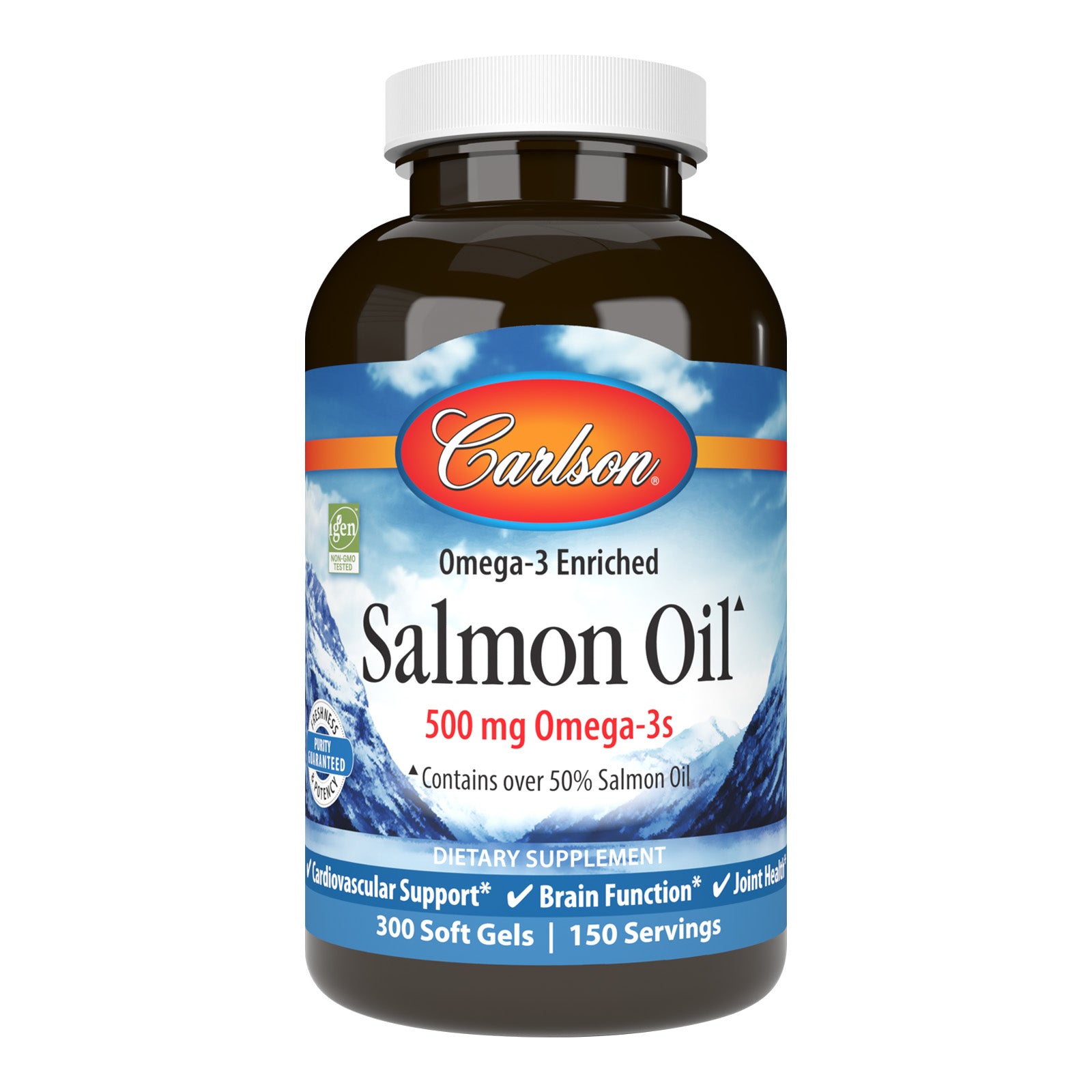 Олія лосося, Carlson Labs Norwegian Salmon Oil, 500 мг, 300 м'яких капсул