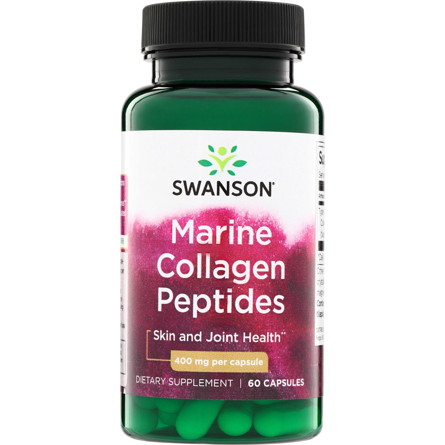Гідролізований морський колаген I типу, Swanson Hydrolyzed Marine Collagen Peptides Type I, 400 мг, 60 капсул