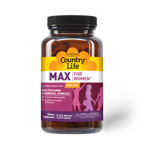 Мультивітаміни для жінок без заліза, Country Life Max for Women Multivitamin & Mineral Complex Iron Free, 120 вегетаріанських капсул
