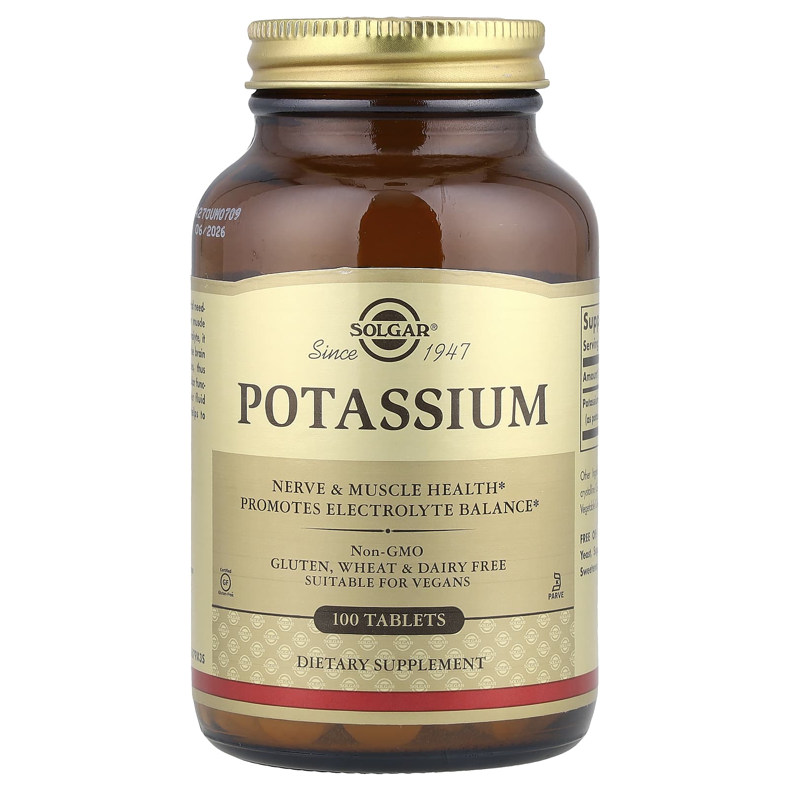 Калій, Solgar Potassium, 99 мг, 100 таблеток