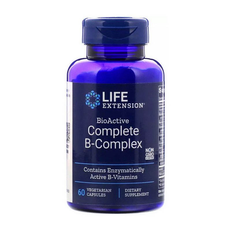 Вітаміни групи B, Life Extension BioActive B-Complex Complete, 60 вегетаріанських капсул