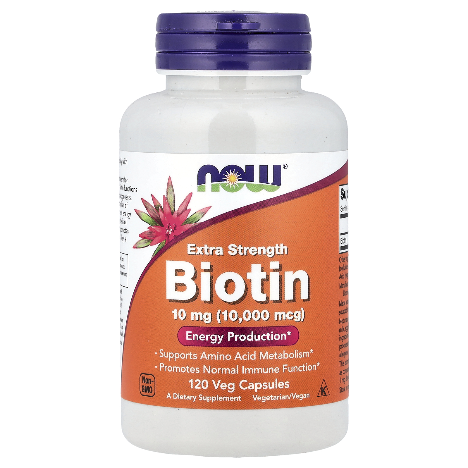 Біотин, Now Foods Biotin 10,000 mcg extra strength, 120 вегетаріанських капсул