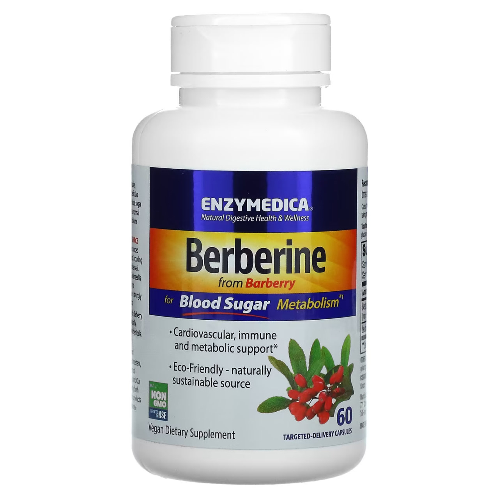 Берберин для метаболізму цукру в крові, Berberine for Blood Sugar Metabolism, Enzymedica, веган, 60 капсул із цільовою доставкою