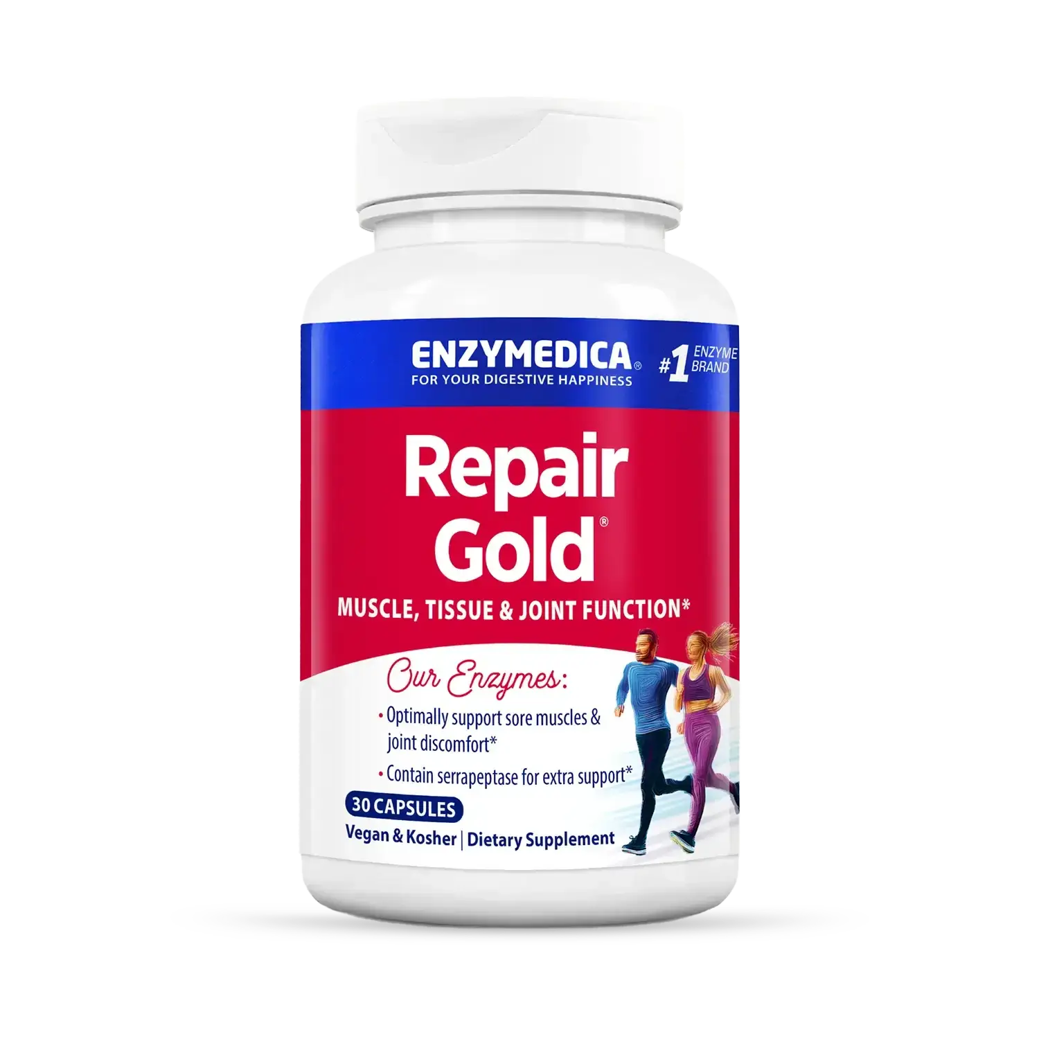 Ферменти для м'язів, суглобів, тканин, Repair Gold, Enzymedica, для веганів, 30 капсул