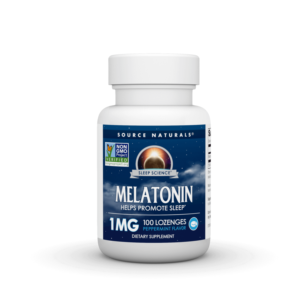 Мелатонін для сну, Source Naturals Melatonin, 1 мг, 100 пастилок (М'ята)