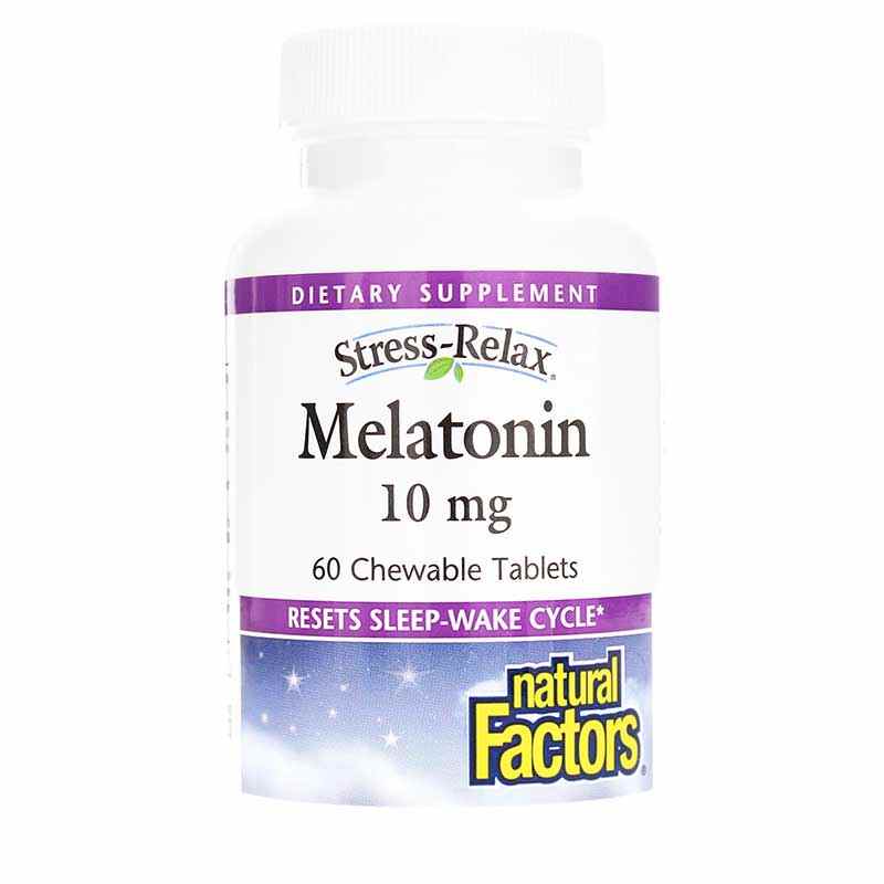 Мелатонін для покращення сну, Natural Factors Stress Relax Melatonin, 10 мг, 60 жувальних таблеток
