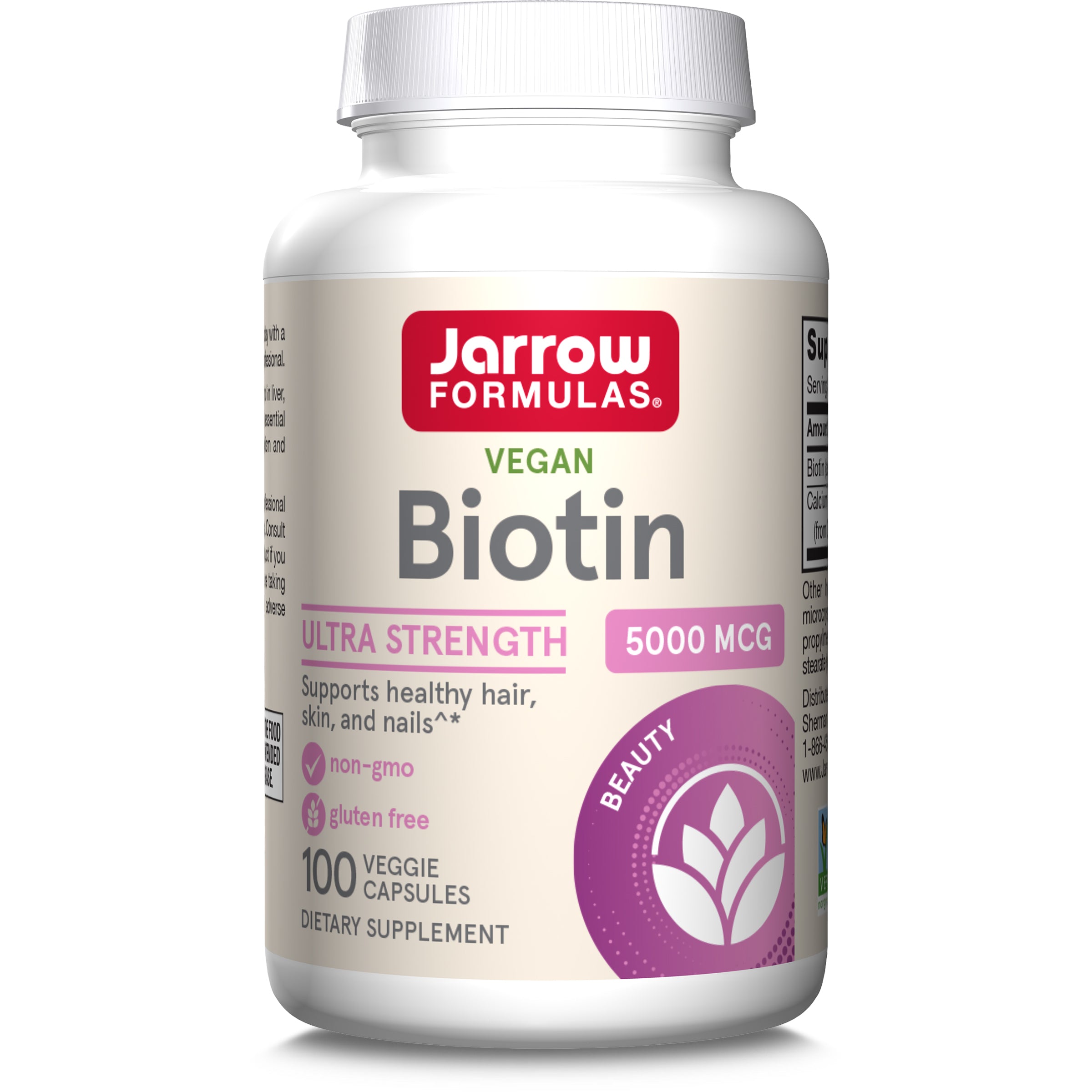 Біотин (В7) 5000 мкг, Jarrow Formulas, 100 рослинних капсул