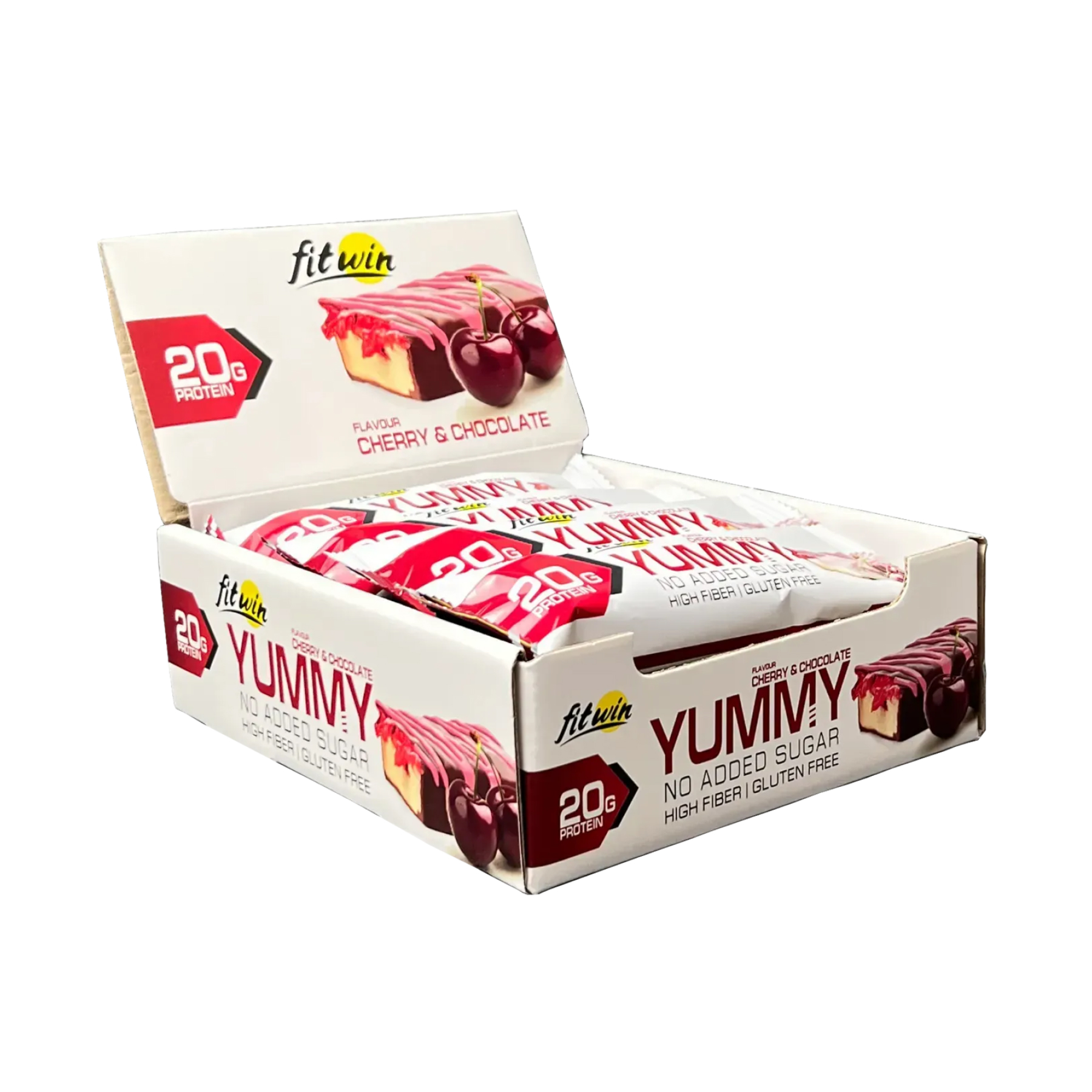 Протеїновий батончик, FitWin Yummy 12 шт. по 55 г. (Вишня і шоколад)