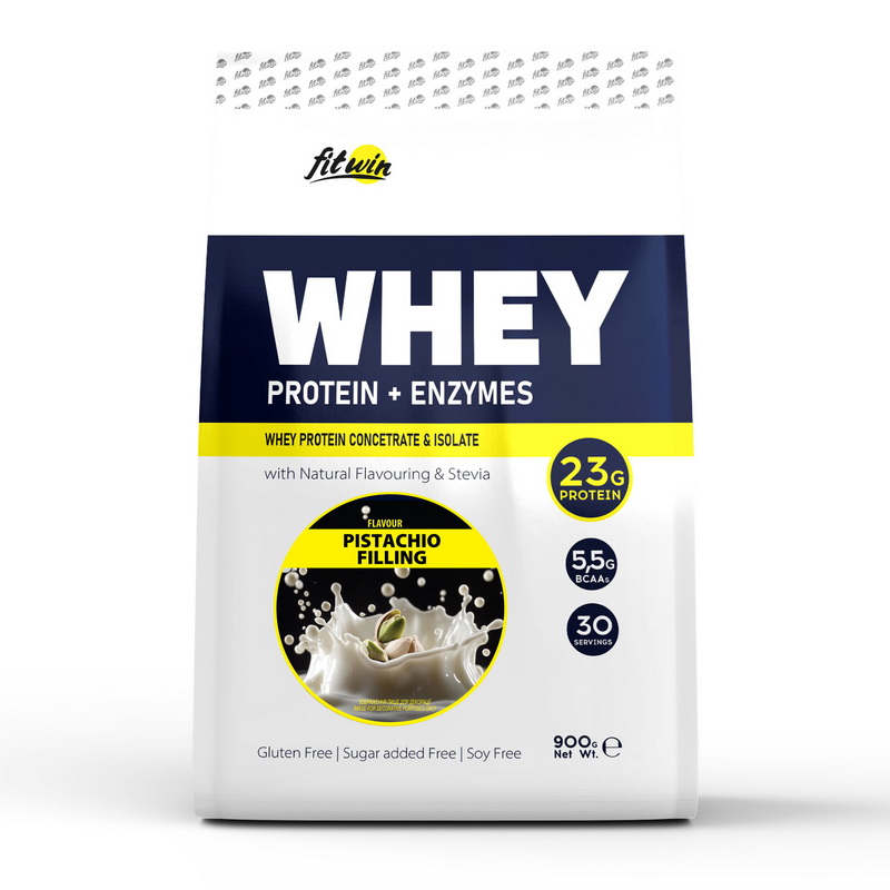 Сироватковий протеїн з ферментами, FitWin Whey Protein + Enzymes, 900 г (Фісташка)