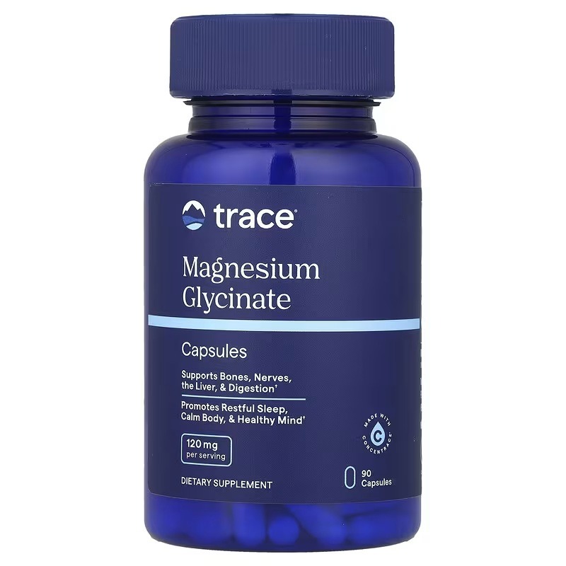 Гліцинат магнію, 120 мг, Magnesium Glycinate, Trace, 90 капсул