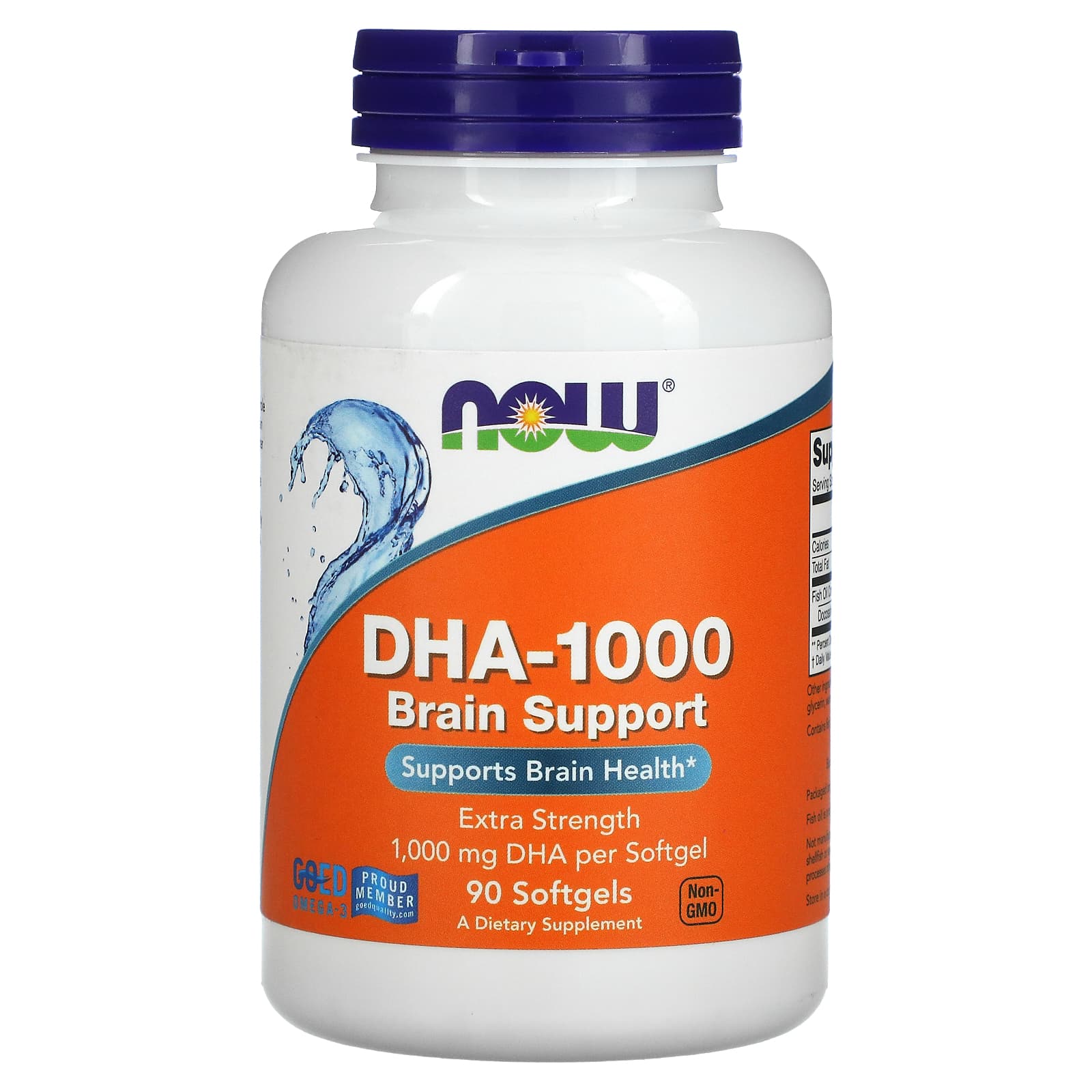 ДГК для покращення роботи мозку, Now Foods DHA-1000 Brain Support, 1000 мг, 90 м'яких капсул