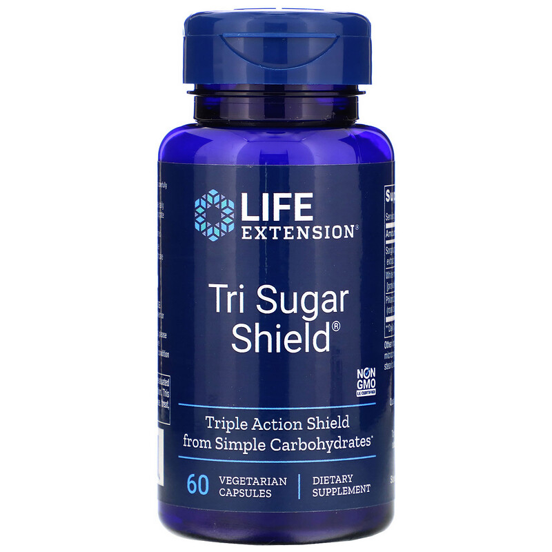 Комплекс для контролю рівня цукру, Life Extension Tri Sugar Shield, 60 вегетаріанських капсул