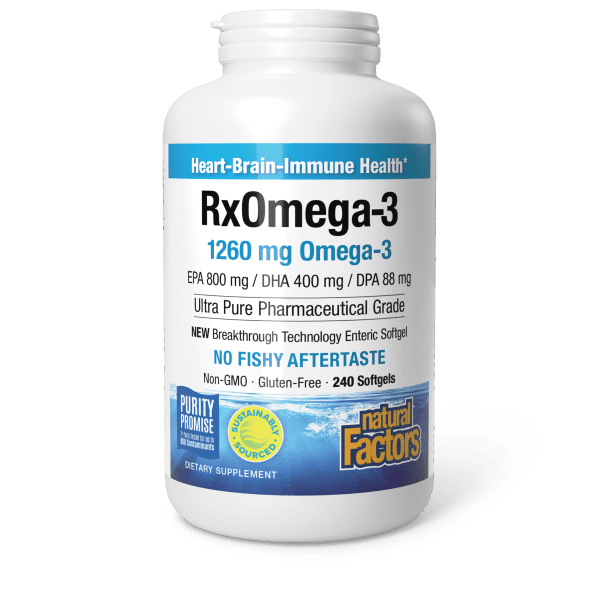 Омега-3 жирні кислоти, Natural Factors RxOmega-3, 1260 мг, 240 м'яких капсул