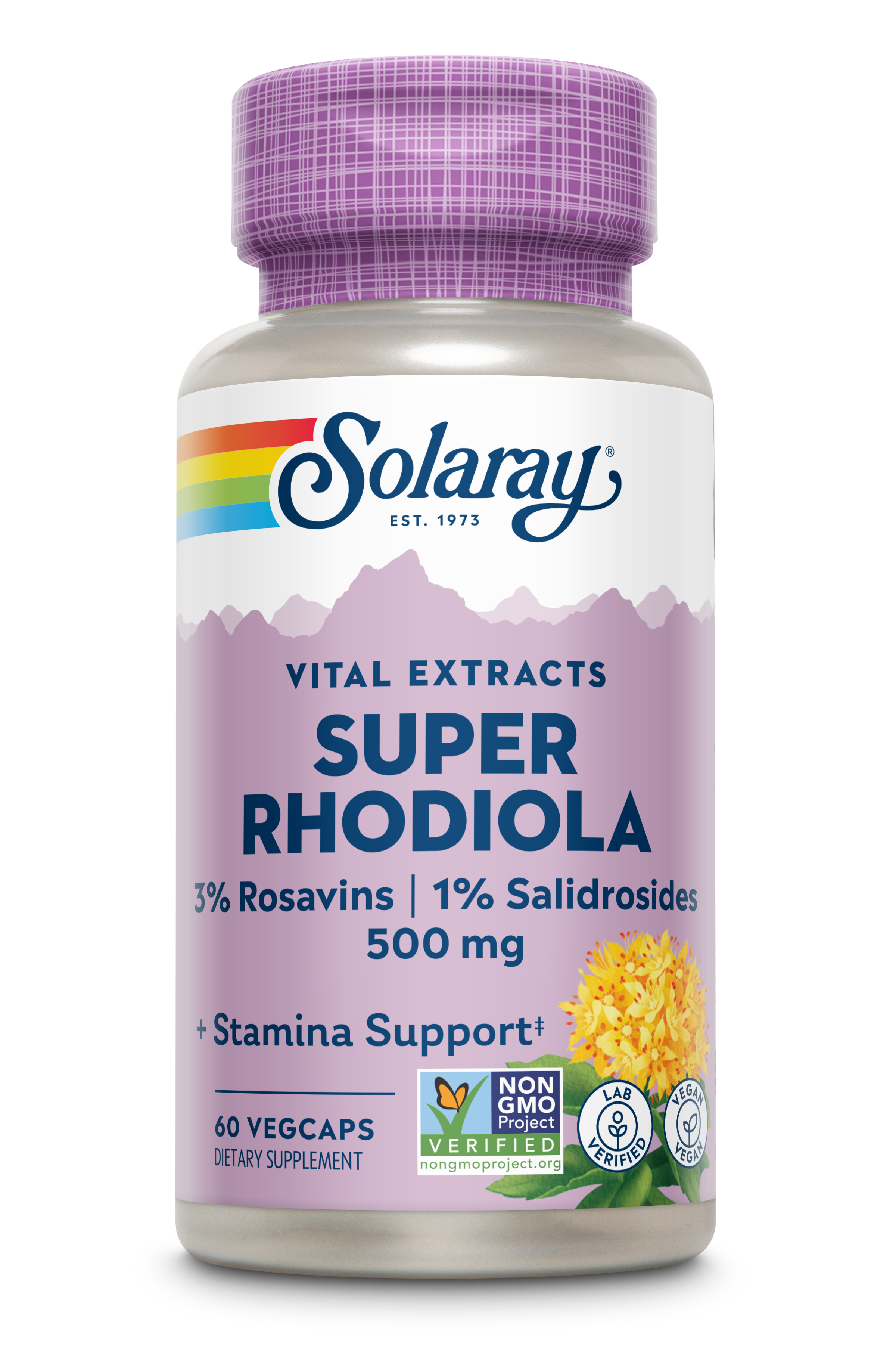 Екстракт кореня родіоли, Solaray Super Rhodiola Root Extract, 500 мг, 60 вегетаріанських капсул