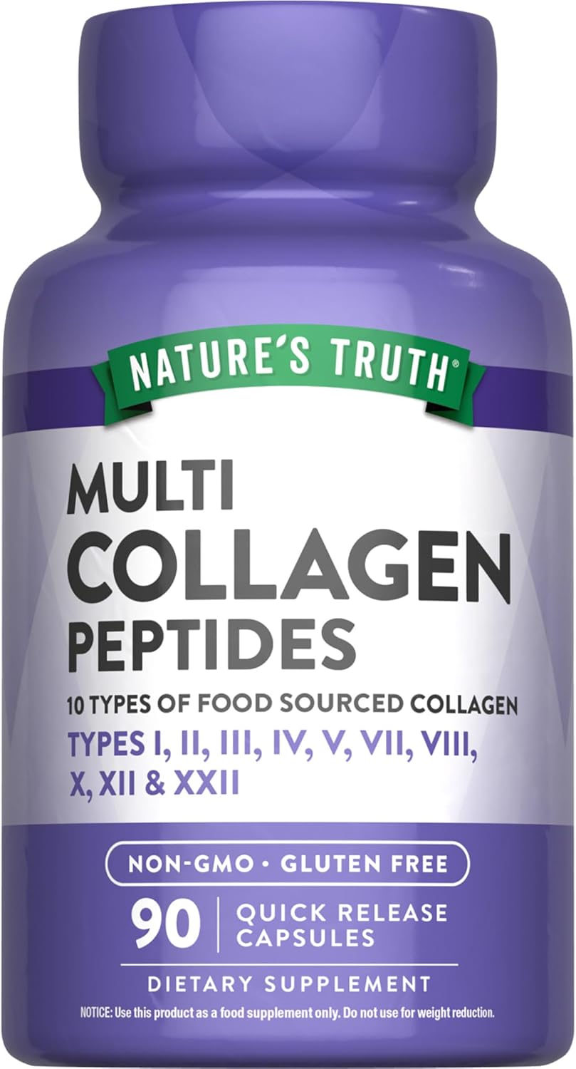 Колагенові пептиди, Multi Collagen Peptides, Nature's Truth, 90 капсул швидкого вивільнення