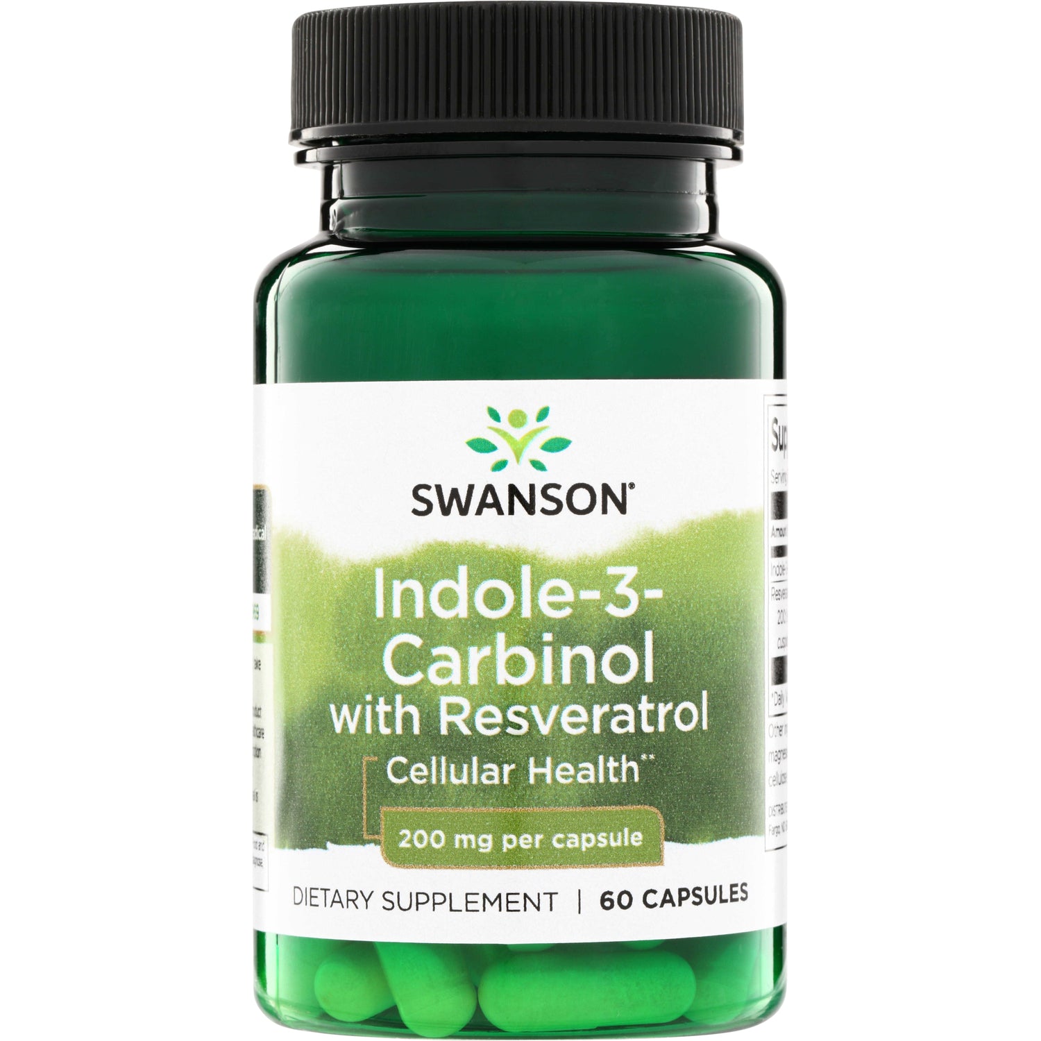 Індол-3-карбінол з ресвератролом, Swanson Indole-3-Carbinol with Resveratrol, 200 мг, 60 капсул