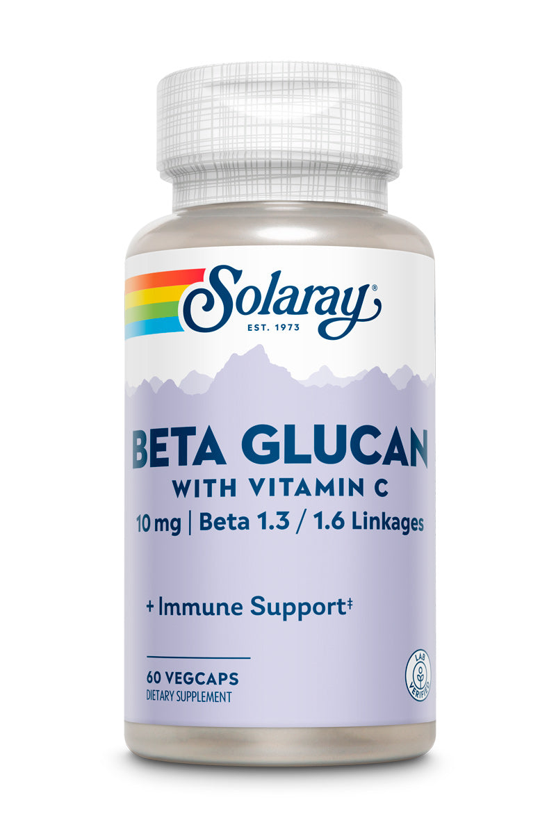 Бета-глюкан з вітаміном C, Solaray Beta Glucan with Vitamin C, 10 мг, 60 вегетаріанських капсул