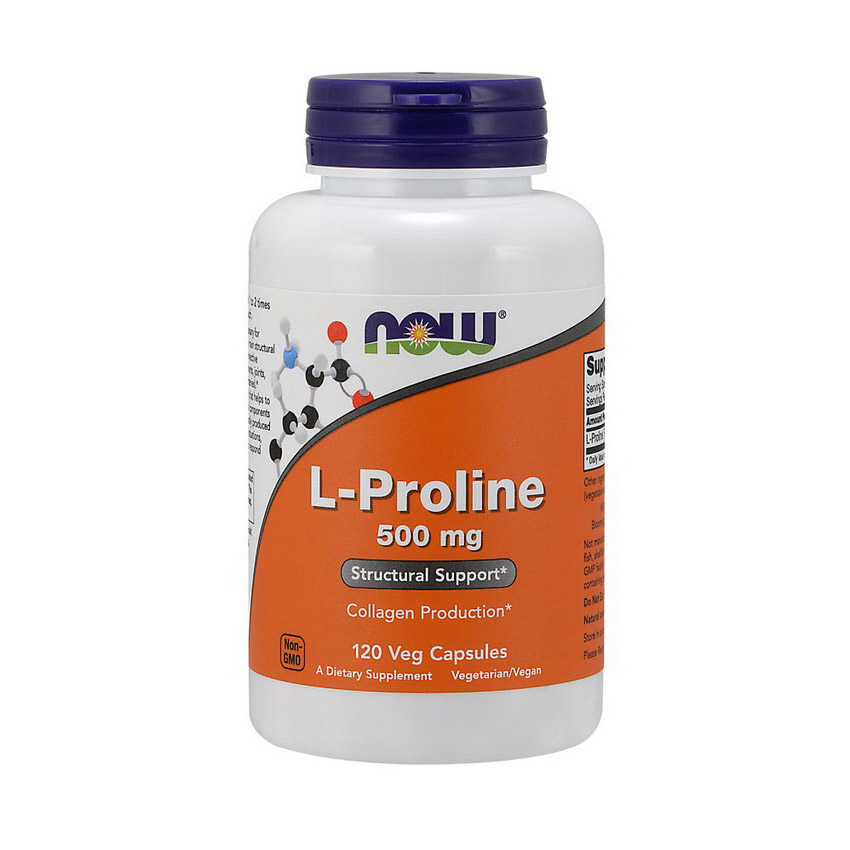 L-пролін, Now Foods L-Proline 500 mg, 120 вегетаріанських капсул