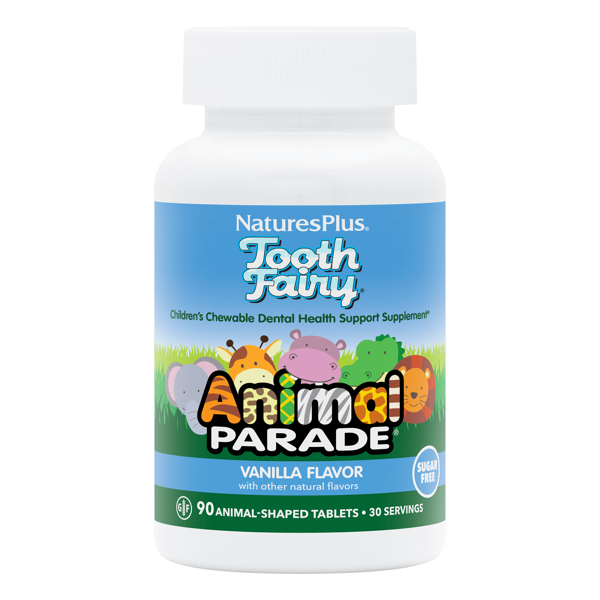 Пробіотики для здоров'я ротової порожнини, Natures Plus Animal Parade Children's Chewable Tooth Fairy Probiotic, 90 жувальних таблеток (Ваніль)