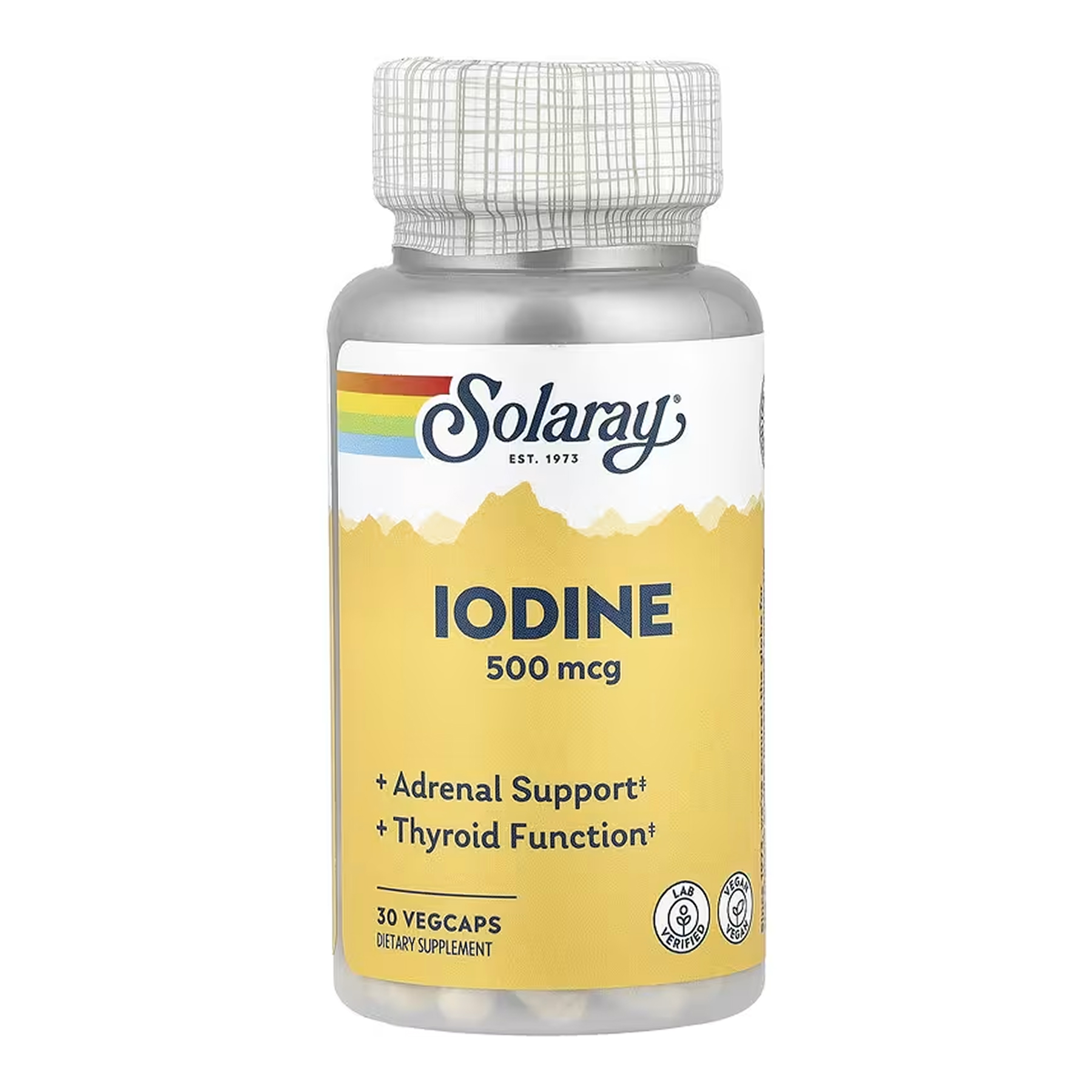 Йод, Solaray Iodine 500mcg, 30 вегетаріанських капсул