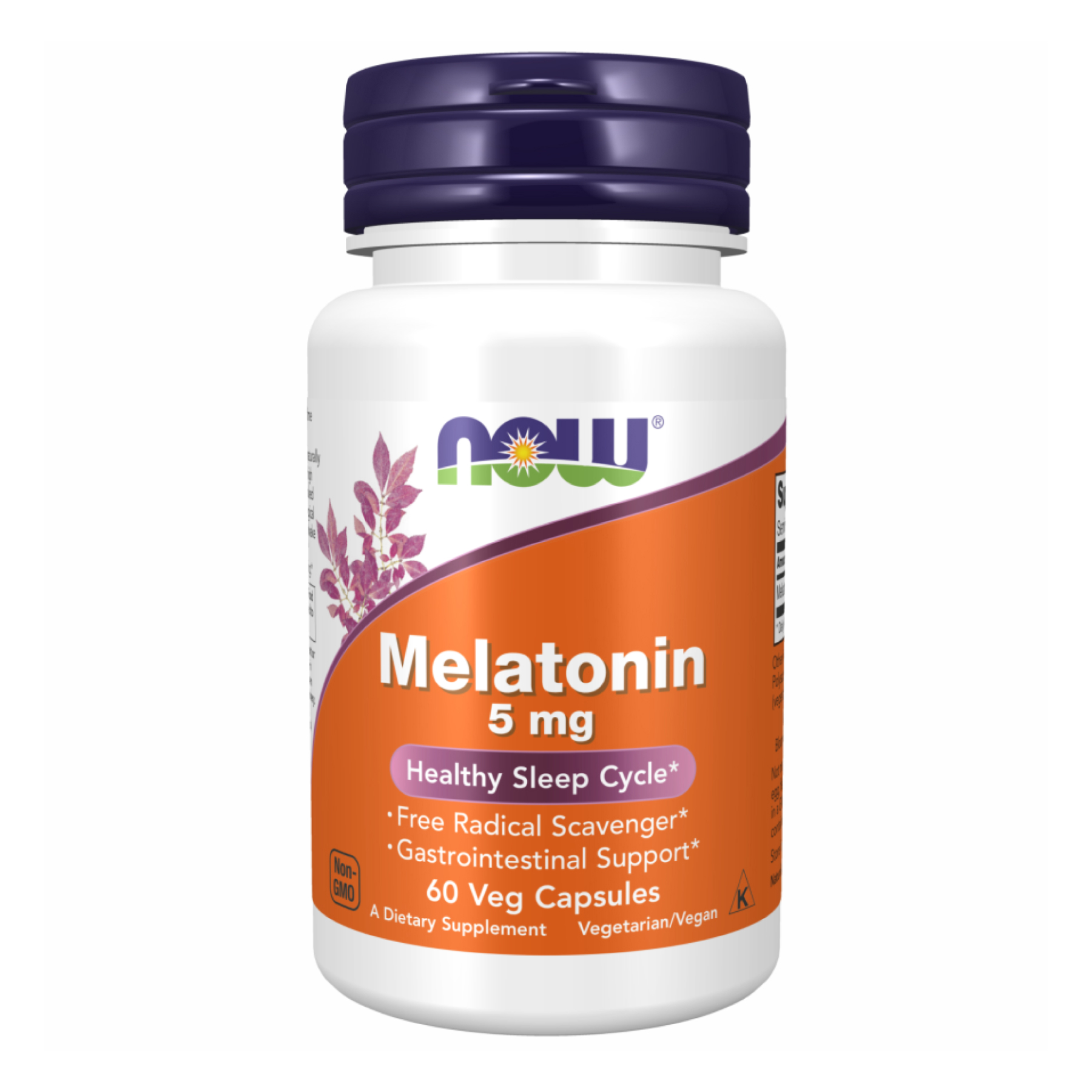 Мелатонін, Now Foods Melatonin, 5 мг, 60 вегетаріанських капсул