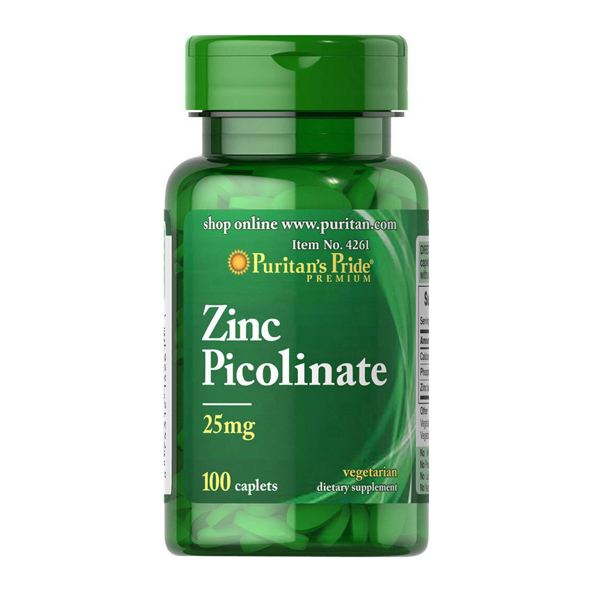 Цинк піколінат, Puritan's Pride Zinc Picolinate 25 mg, 100 таблеток
