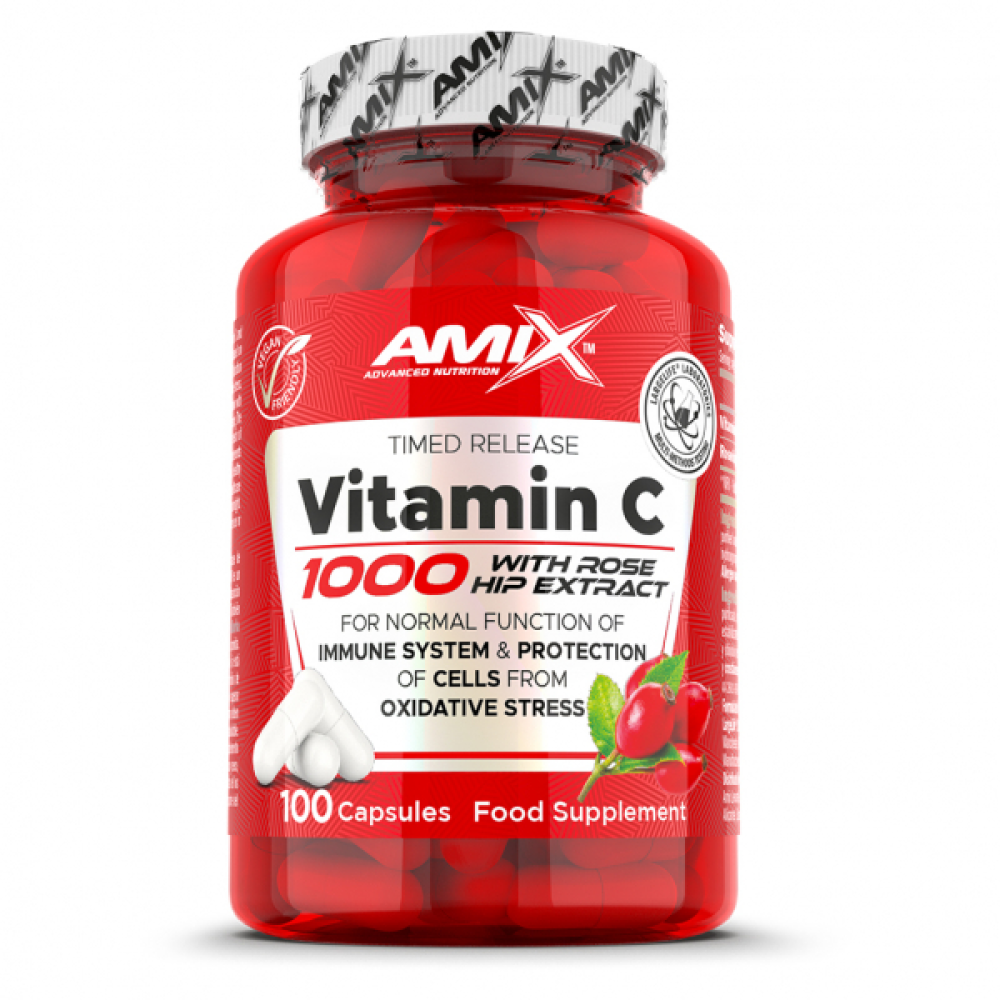 Вітамін C з шипшиною, Amix C-Vitamin + Rose Hips, 1000 мг, 100 вегетаріанських капсул