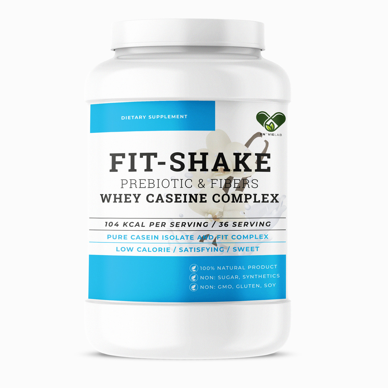 Протеїн казеїновий з колагеном та карнітином, EN`VIE LAB Fit Shake, 1200 г (Ваніль)