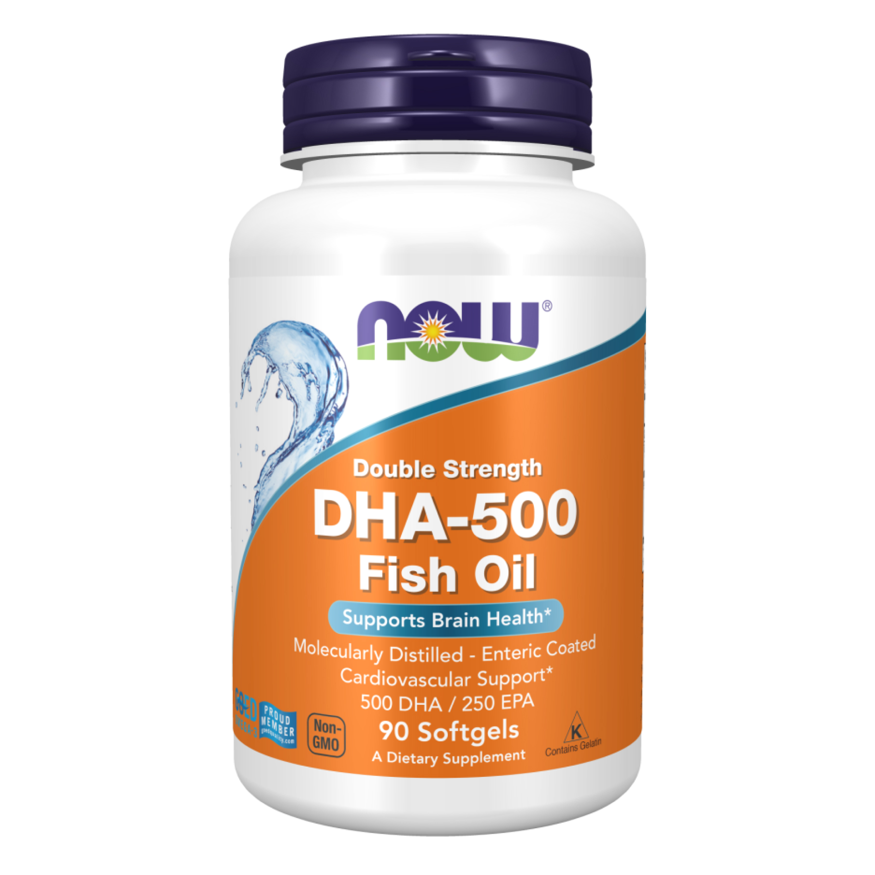 Докозагексаєнова кислота (ДГК), Now Foods DHA-500, 500 мг, 90 м'яких капсул