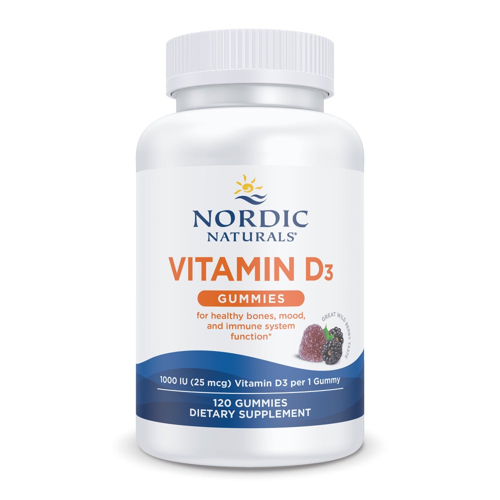 Вітамін D3, Nordic Naturals Vitamin D3 Gummies, 1000 МО, 120 жувальних цукерок (Лісові ягоди)