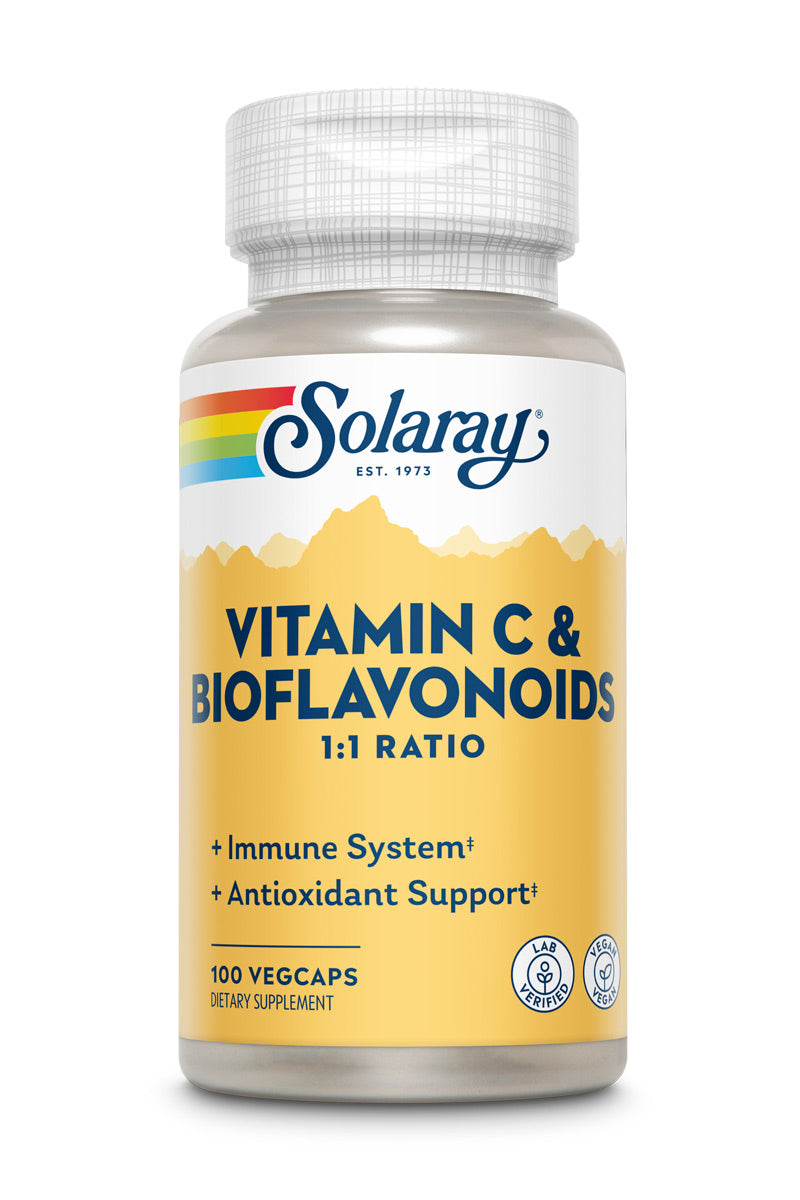 Вітамін C з біофлавоноїдами, Solaray Vitamin C & Bioflavonoids 1:1, 500 мг, 100 вегетаріанських капсул