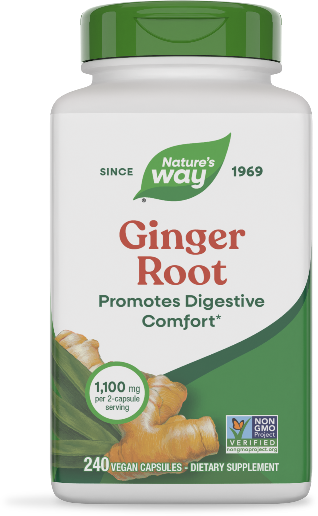 Корінь імбиру (Ginger Root), Nature's Way, 1100 мг, 240 веганських капсул (550 мг на капсулу)