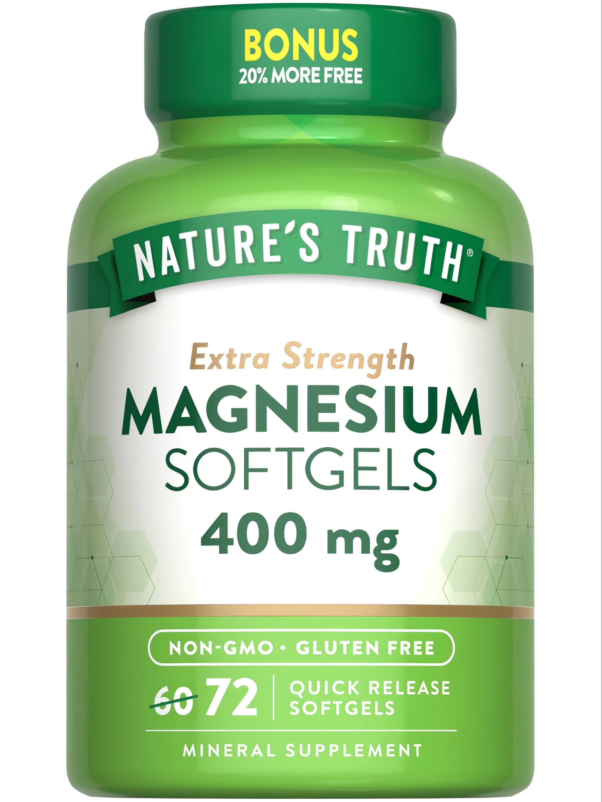 Магній екстра сила, Nature's Truth Magnesium Extra Strength, 400 мг, 72 м'які капсули