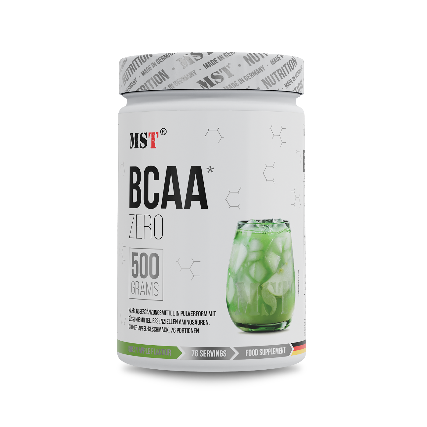 Амінокислоти BCAA, MST BCAA zero, 500 г (Зелене яблуко)