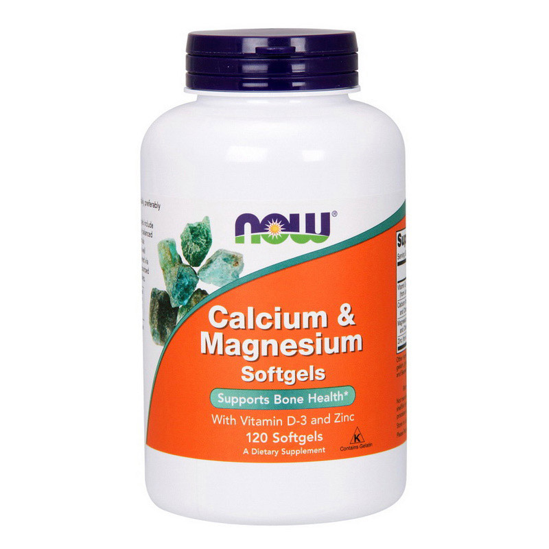 Кальцій та магній, Now Foods Calcium & Magnesium Softgels, 120 м'яких капсул