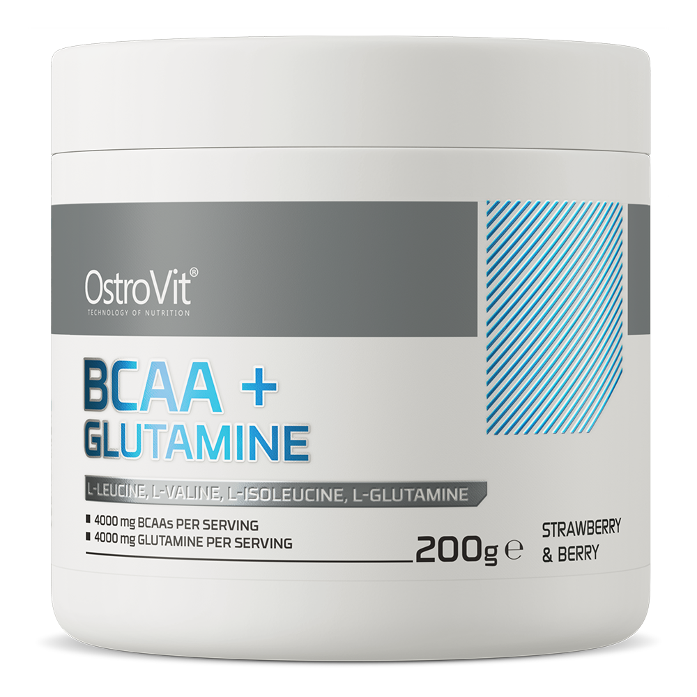 OstroVit BCAA + Glutamine (200 g, strawberry berry)
