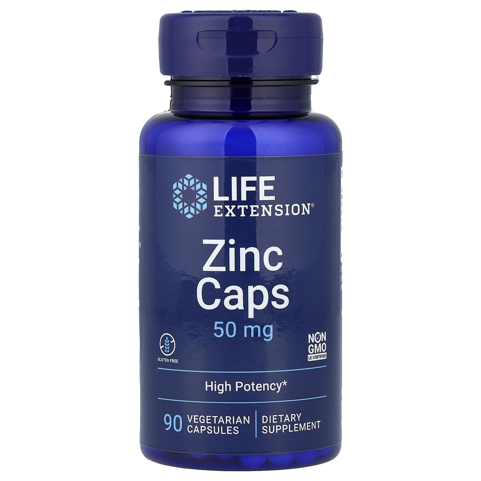 Цинк високої ефективності, Life Extension Zinc Caps High Potency, 50 мг, 90 вегетаріанських капсул