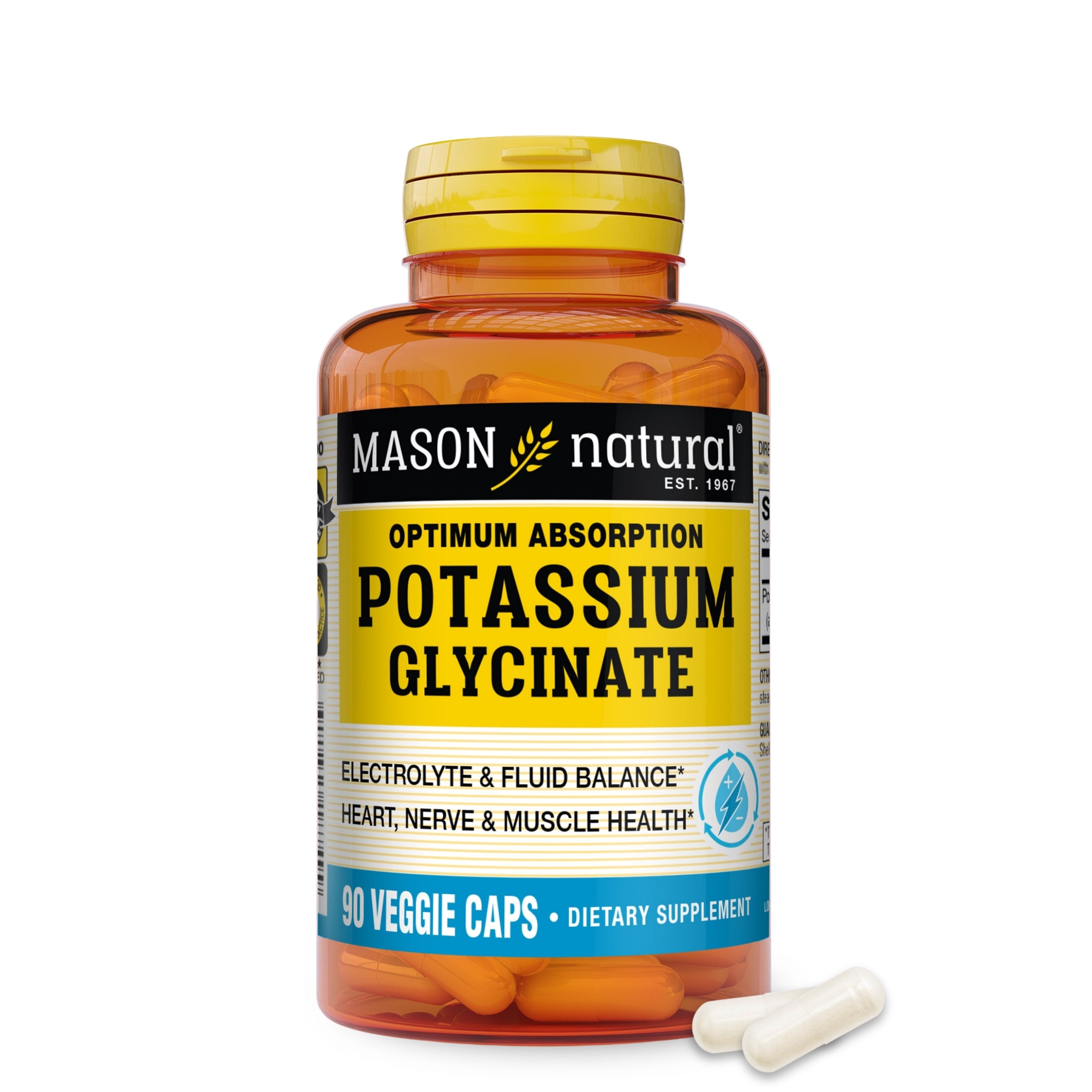 Калій гліцинат, Mason Natural Optimum Absorption Potassium Glycinate, 90 вегетаріанських капсул